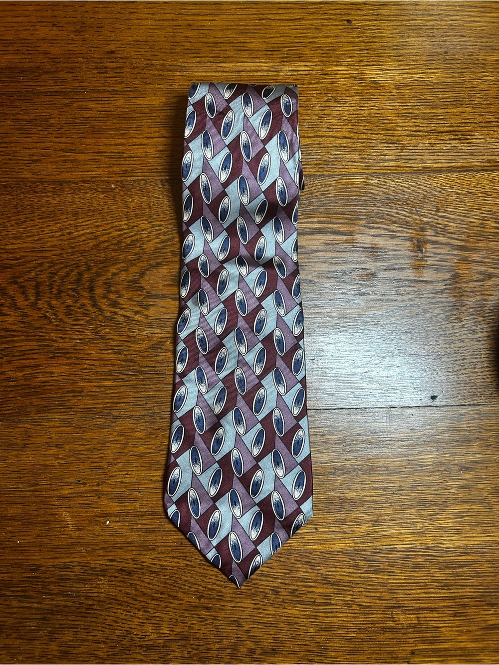 Vintage Givenchy Burgundy Geometric Silk Tie